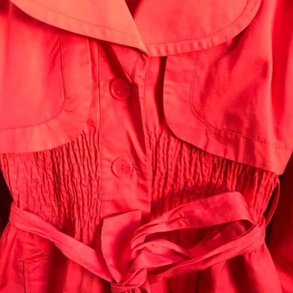 Vero Moda Coral Trench Coat Jacket Fit Flare Belt Pockets Slimming Lined Waist M - Picture 5 of 15